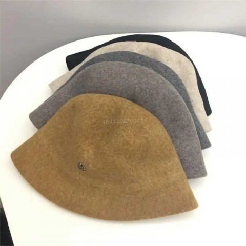 Japanese Inspired Casual Four-Leaf Clover Wool Fisherman Bucket Hat for Men X241025