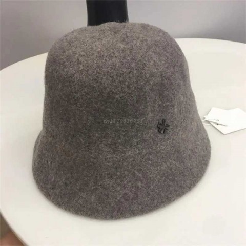 Japanese Inspired Casual Four-Leaf Clover Wool Fisherman Bucket Hat for Men X241025