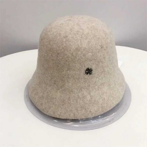 Japanese Inspired Casual Four-Leaf Clover Wool Fisherman Bucket Hat for Men X241025