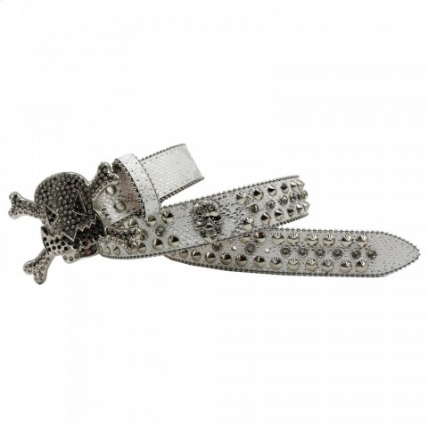 Cowboy Stud Belt for Women with Red and Black Skull Design