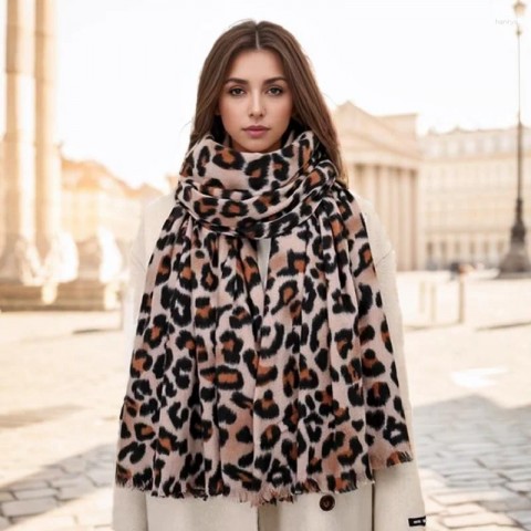 Luxury Leopard Print Cashmere Scarf for Women 2025
