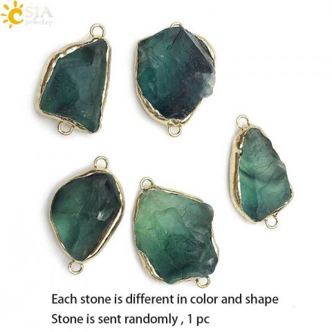 Charm Bracelets Women CSJA Natural Fluorite Aventurine Leather Wrap