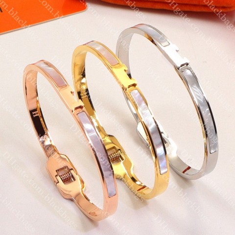 Luxury Women's Gold Bangle Bracelet with Mother-of-Pearl