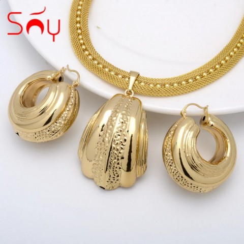 Sunny Jewelry Set - Fashionable Geometric Earrings & Necklace for Women's Wedding Party