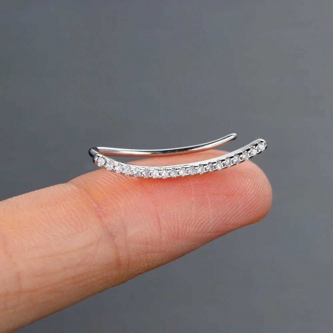 Trend Spiral Lobe Perforated Stud Earrings for Women with Zircon Climbing Design w250430