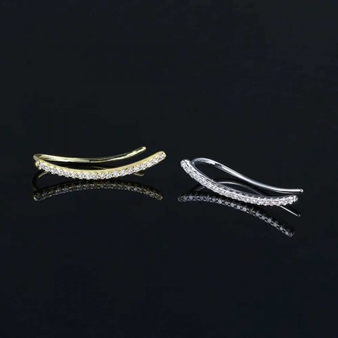 Trend Spiral Lobe Perforated Stud Earrings for Women with Zircon Climbing Design w250430