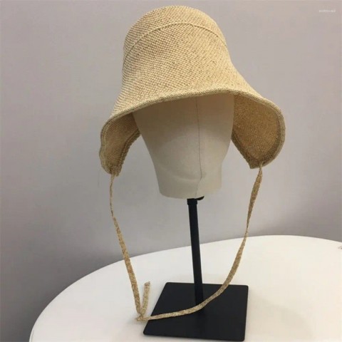 Wide Brim Sun Protection Straw Hat with Adjustable Strap for Women