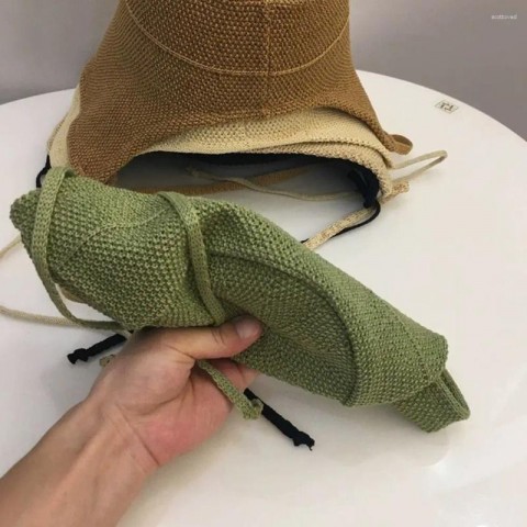 Wide Brim Sun Protection Straw Hat with Adjustable Strap for Women