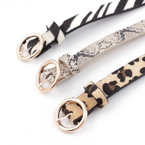 Leopard Print Gold Ring Buckle Waist Chain Belt for Men