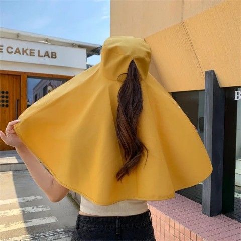 Womens Adjustable Foldable Wide Brim Sun Hat with Polyester Material for Shoulder Protection 250218
