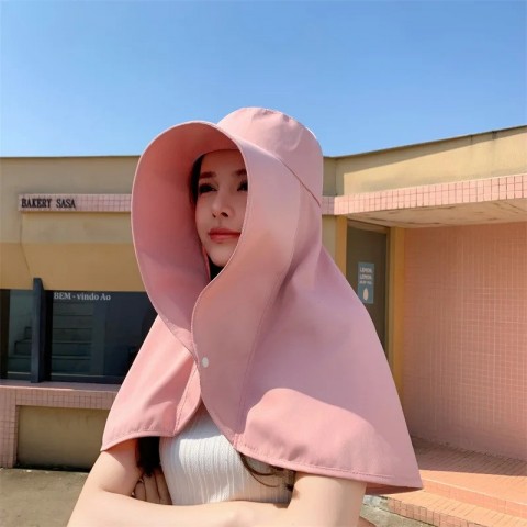 Womens Adjustable Foldable Wide Brim Sun Hat with Polyester Material for Shoulder Protection 250218