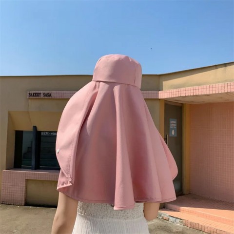 Womens Adjustable Foldable Wide Brim Sun Hat with Polyester Material for Shoulder Protection 250218