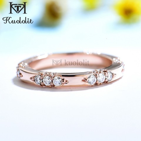 Kuololit Women's Rose Gold 14K Knife Edge Wedding Bands for Engagement