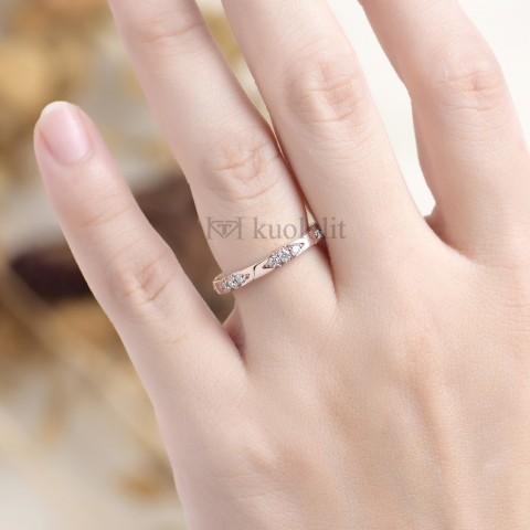 Kuololit Women's Rose Gold 14K Knife Edge Wedding Bands for Engagement