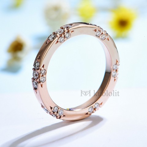 Kuololit Women's Rose Gold 14K Knife Edge Wedding Bands for Engagement