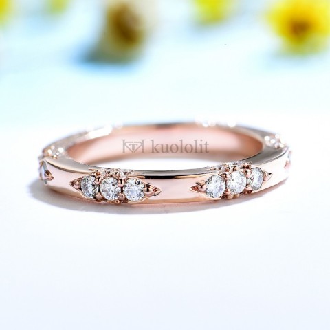 Kuololit Women's Rose Gold 14K Knife Edge Wedding Bands for Engagement