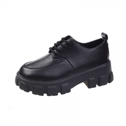 Women's Classic British Lace-Up Leather Loafers - Comfortable & Durable for Summer & Autumn