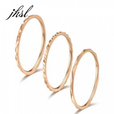 Stainless Steel Declaration Rings for Women - 1mm Band, Rose Gold & Silver, Sizes 5-10