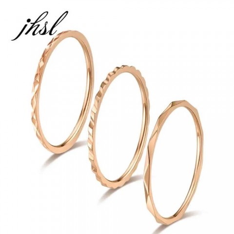 Stainless Steel Declaration Rings for Women - 1mm Band, Rose Gold & Silver, Sizes 5-10