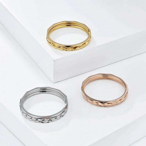 Stainless Steel Declaration Rings for Women - 1mm Band, Rose Gold & Silver, Sizes 5-10