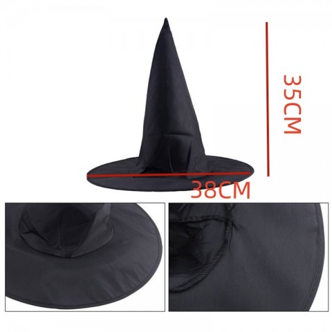 Halloween Wizard Hat - Unisex Polyester Wide Brim for Adults & Kids