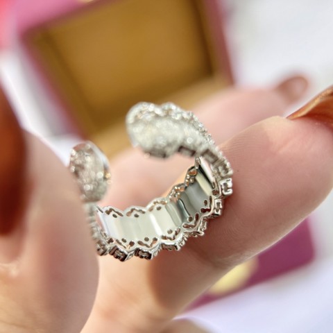 separate S925 Pure Silver Brushed Lace Band Ring, Unisex High-end Vintage Style