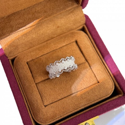 separate S925 Pure Silver Brushed Lace Band Ring, Unisex High-end Vintage Style