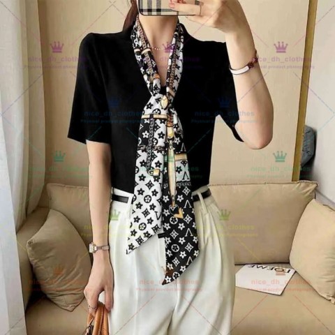Elegant Designer Silk Scarf for Women in Red with Letter Pattern