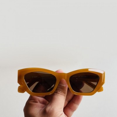 Square Acetate Designer Sunglasses For Women - Large Brown Retro Frames