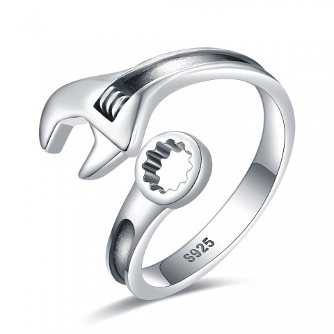 Sterling Silver Adjustable Wrench Ring - Vintage Mechanic Jewelry for Men and Women by YES1