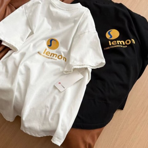 Summer 2025 Unisex Couple T-shirt in Pure Cotton - Loose Fit with Trendy Letter Prints