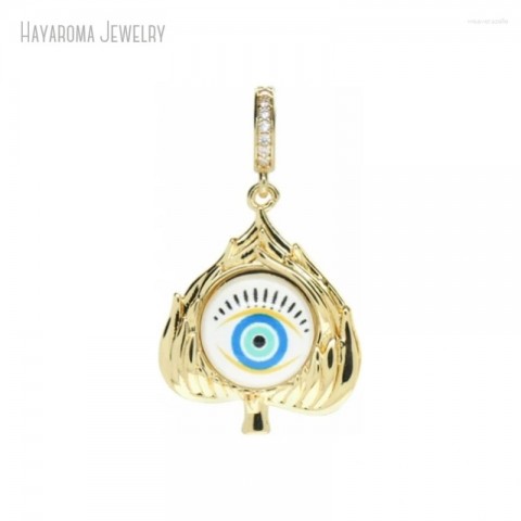 Turkish Evil Eye Heart Pendant Necklace Set, 5Pcs Copper Alloy, Unisex Fashion