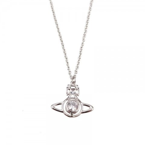 Vivienmes Women's Rose Gold Preppy Pendant Saturn Necklace