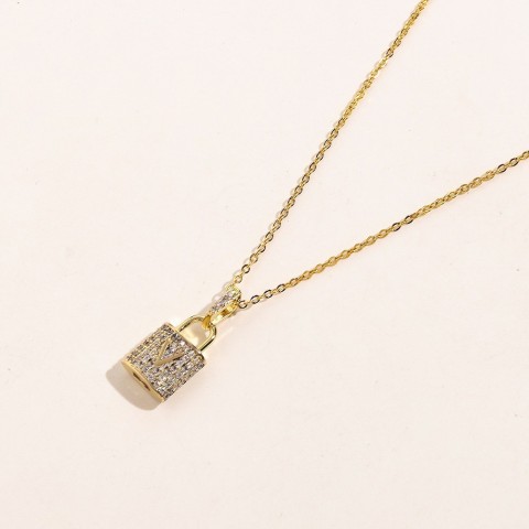New Fashion 18K Gold Plated Stainless Steel Pendant Necklace with Crystal for Women