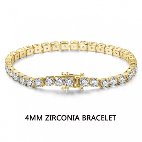ORSA JEWELS Unisex Authentic 925 Sterling Silver Tennis Bracelet with 14K Gold Plating