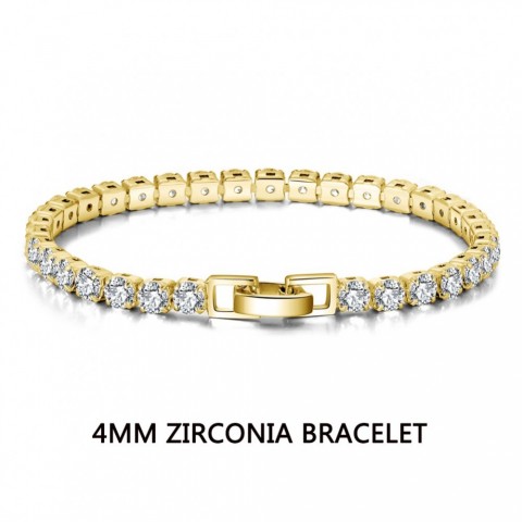 ORSA JEWELS Unisex Authentic 925 Sterling Silver Tennis Bracelet with 14K Gold Plating