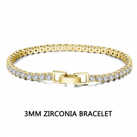 ORSA JEWELS Unisex Authentic 925 Sterling Silver Tennis Bracelet with 14K Gold Plating