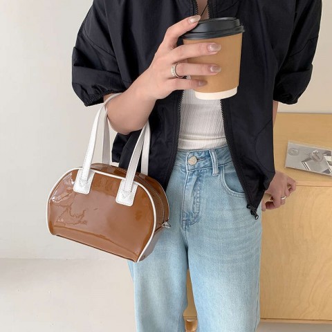 Elegant Patent Leather Niche Design Crossbody Bag for Women