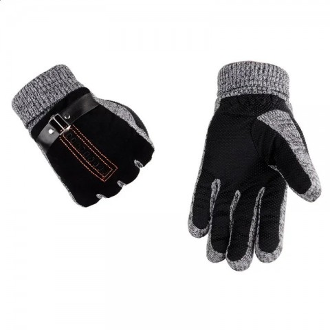 Winter Men's Thick Suede Pigskin Warm Mittens for Biking & Motorcycle