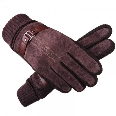 Winter Men's Thick Suede Pigskin Warm Mittens for Biking & Motorcycle