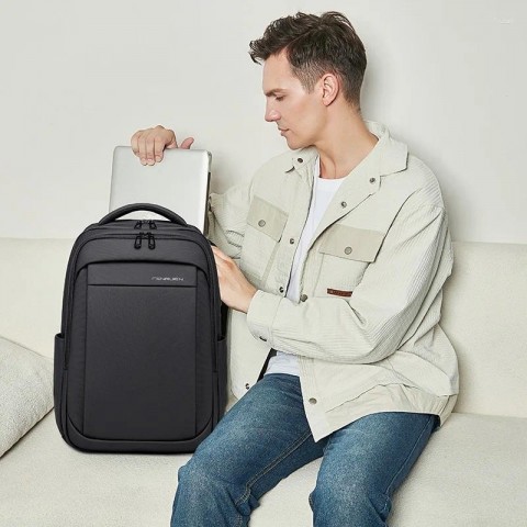 Fenruien Men's Waterproof Laptop Backpack with USB Charging