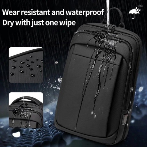 Fenruien Men's Waterproof Laptop Backpack with USB Charging