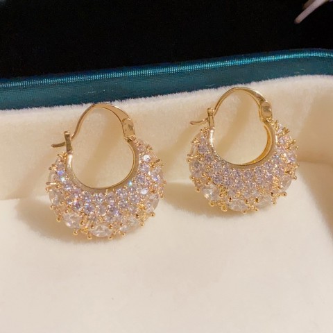 Luxury 18K Gold Plated Heart Zirconia Hoop Earrings for Women