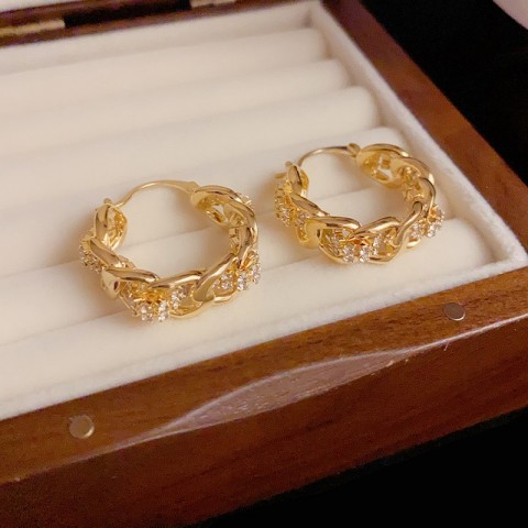 Luxury 18K Gold Plated Heart Zirconia Hoop Earrings for Women