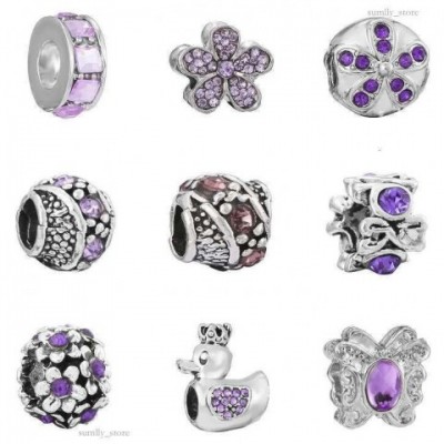 Elegant Silver Circular Beads Bracelet with Purple Gems - High-Quality DIY Jewelry for Women
