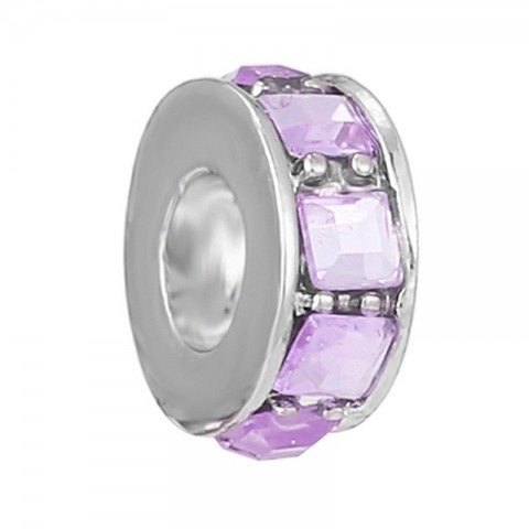 Elegant Silver Circular Beads Bracelet with Purple Gems - High-Quality DIY Jewelry for Women