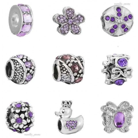 Elegant Silver Circular Beads Bracelet with Purple Gems - High-Quality DIY Jewelry for Women