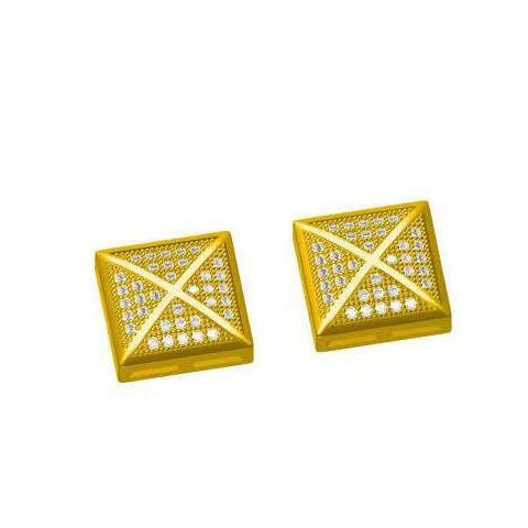 Jie's Hip-Hop Stud Earrings, Red Peridot Heart Design, Silver Plated, Unisex Fashion Accessory