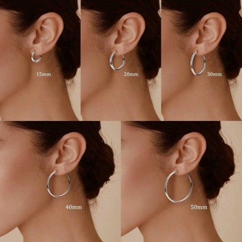 Fansier Sterling Silver 14K Gold Plated Hoop Earrings for Women