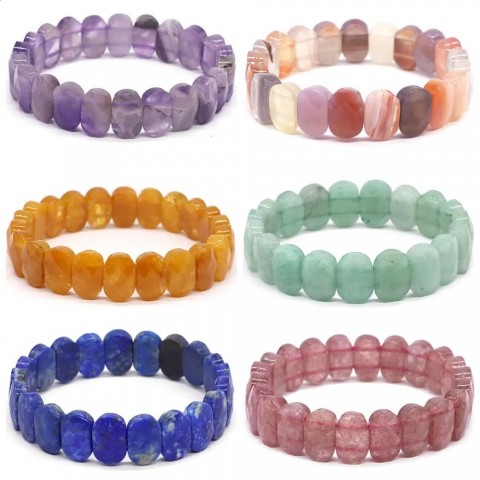 Amethyst Healing Energy Bracelets for Women - 8x14mm Natural Square Beads